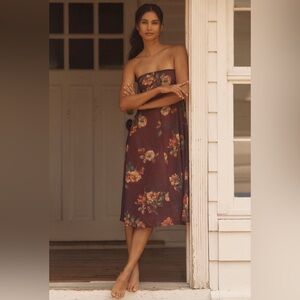 Anthropologie LyreBird Strapless Sheer Chiffon Maxi Dress in Plum